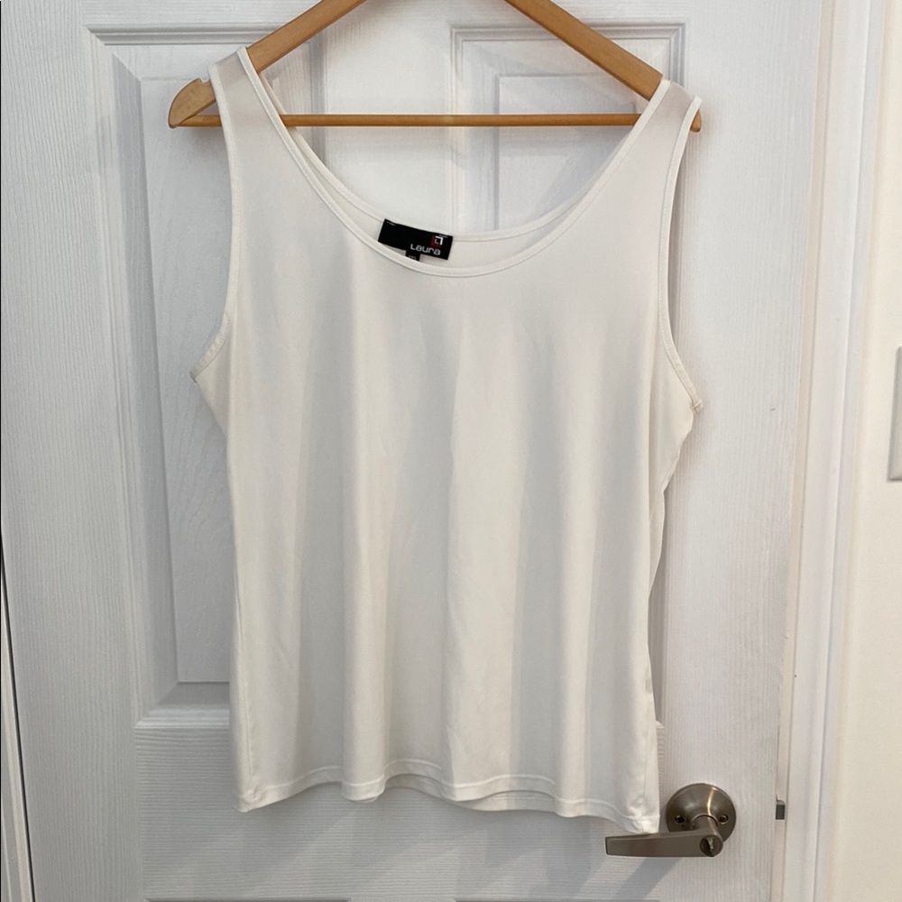 Laura White Tank Top, Women's Plus Size XXL, Basic